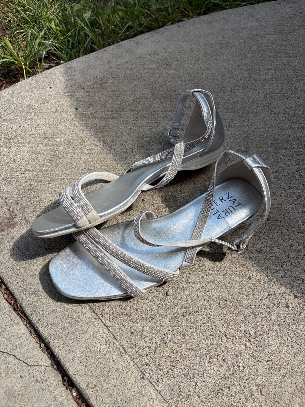 Naturalizer Silver Strappy Rhinestone Sandals - Picture 2 of 6